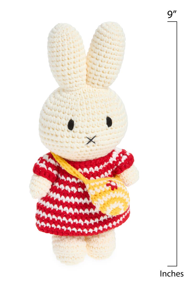 Just Dutch Miffy & Her Red Stripe Dress & Flower Bag Crocheted Stuffed Animal, Alternate, color, 