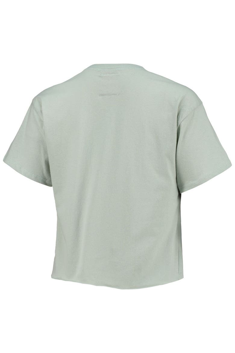 Women's League Collegiate Wear Green Miami Hurricanes Chain Stitch Clothesline Crop Top, Alternate, color, Green