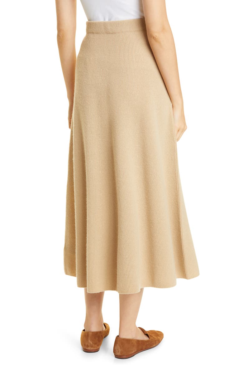 Ribbed Wool & Cashmere Swing Skirt, Alternate, color, FAUNA