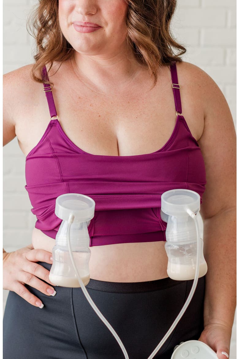 Busty Size Amelia Pumping and Nursing Crop Cami, Alternate, color, Plum