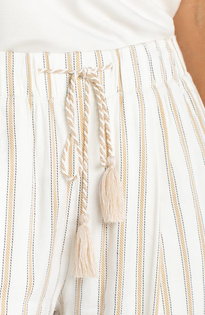 Liverpool Los Angeles Stripe Pull-On Crop Wide Leg Pants, Alternate, color, Cream/ Tan