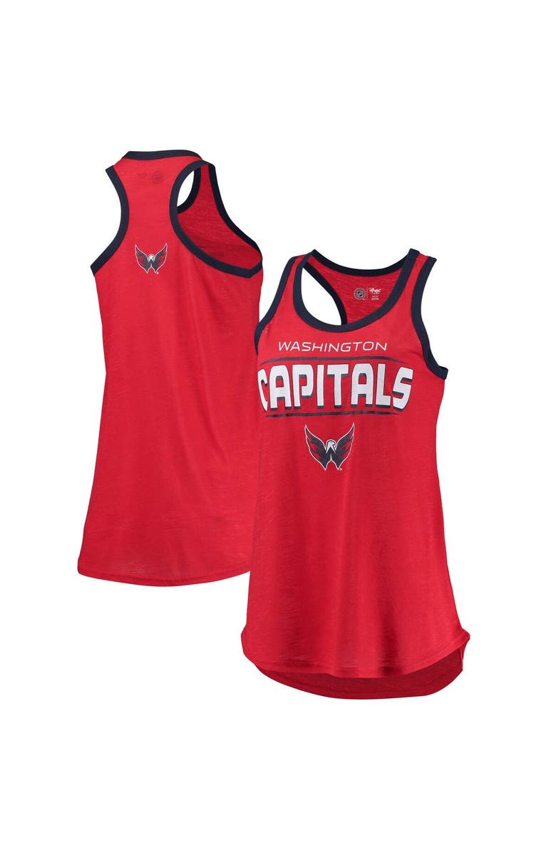 G-III SPORTS BY CARL BANKS Women's G-III Sports by Carl Banks Red Washington Capitals Showdown Slub Racerback Tank Top, Main, color, 