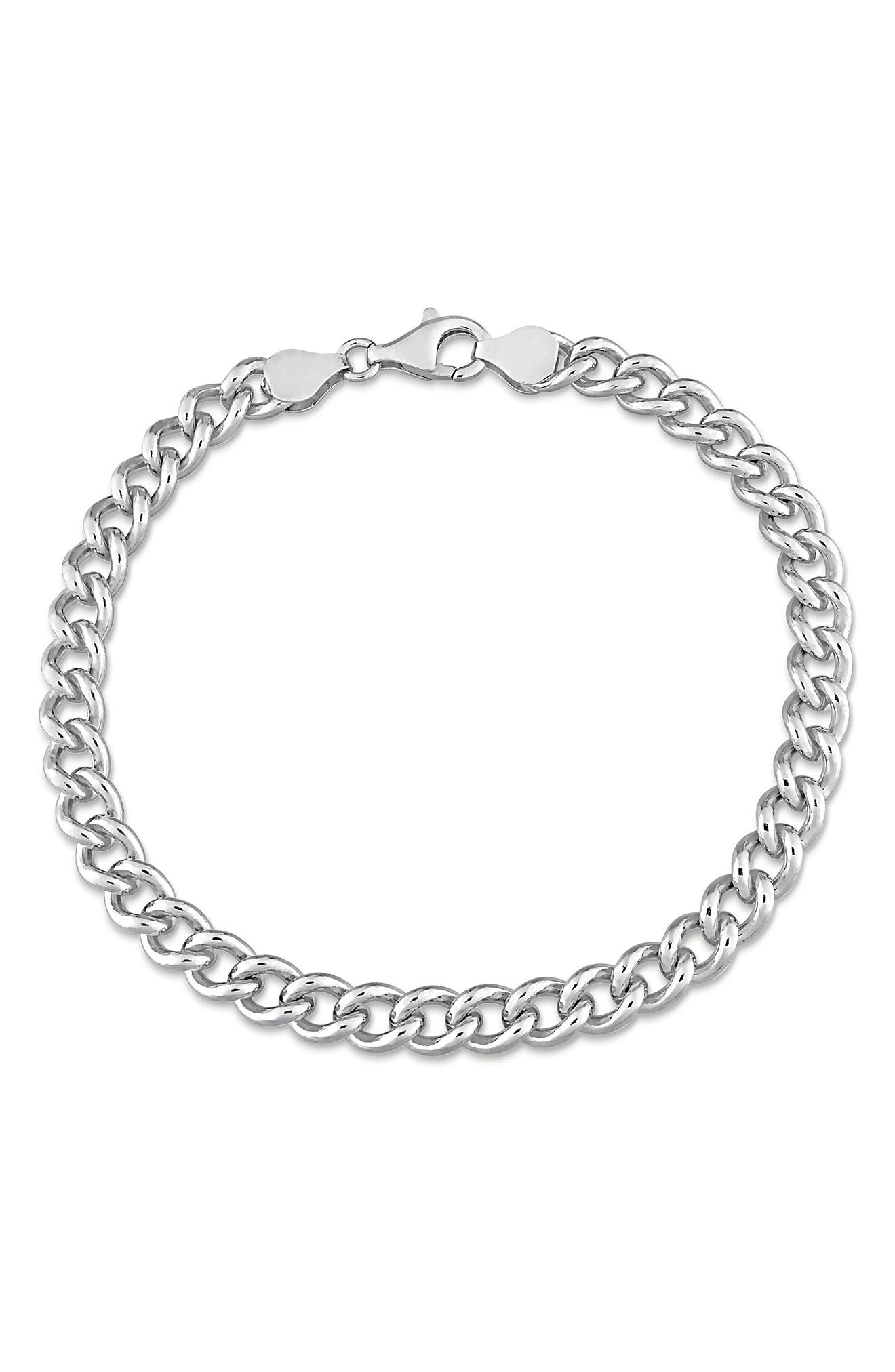 DELMAR Sterling Silver Curb Link Chain Bracelet
