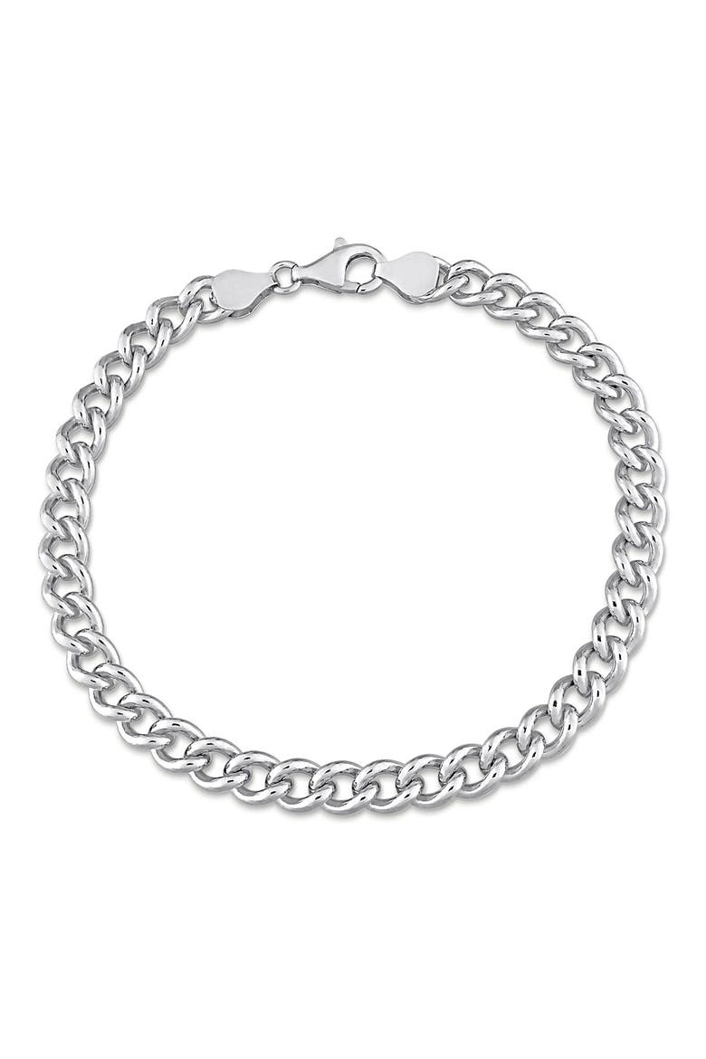 Sterling Silver Curb Link Chain Bracelet, Main, color, WHITE