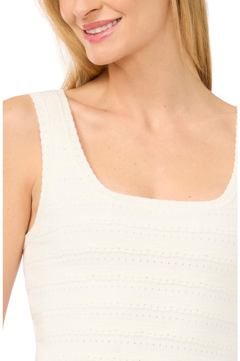 Square Neck Pointelle Minidress, Alternate, color, ANTIQUE WHITE