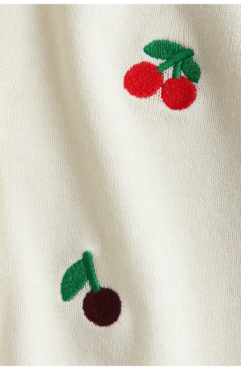 H&M Embroidery-detail Cotton Cardigan, Alternate, color, White/Cherries