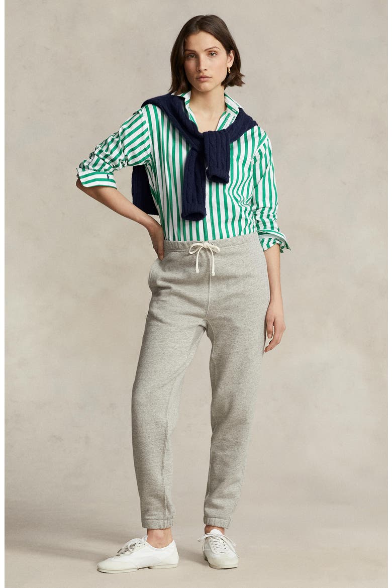 Stripe Cotton Button-Up Shirt, Alternate, color, GREEN/ WHITE STRIPE