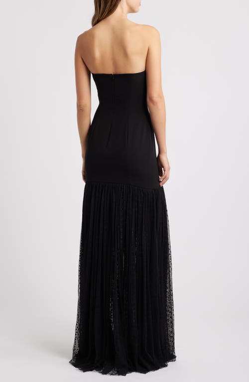 Sonya Moda Nayla Mixed Media Strapless Gown In Midnight
