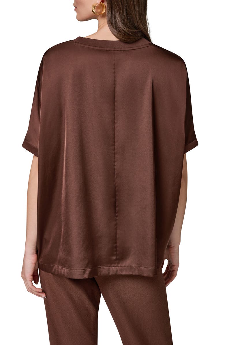 Donna Karan New York Satin Short Sleeve Top, Alternate, color, Canyon