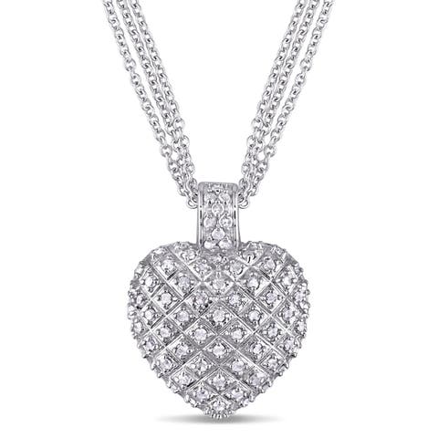 1 Ctw Diamond Heart Necklace Triple Chain