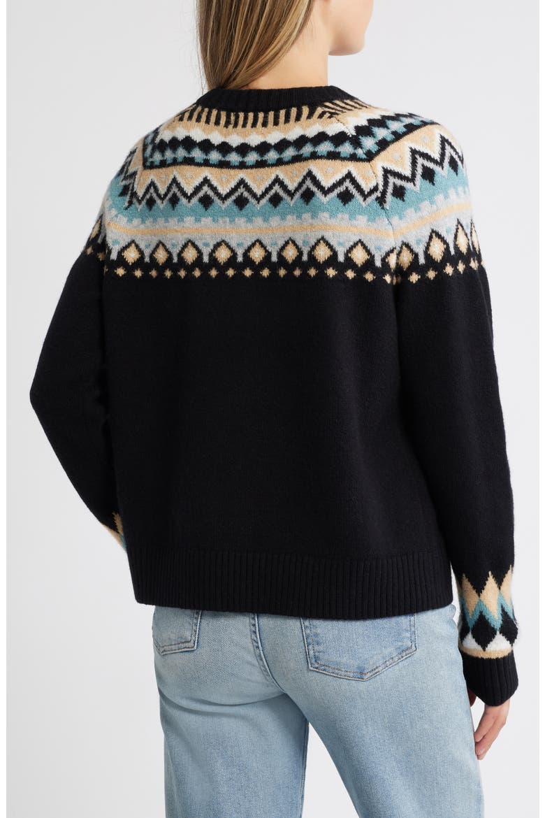 Fair Isle Crewneck Pullover Sweater, Alternate, color, BLACK- BLUE FAIRISLE