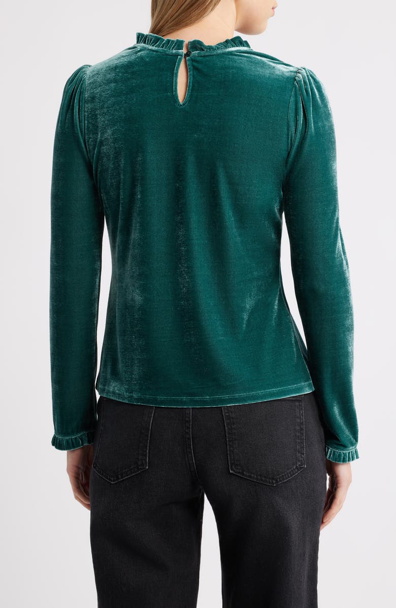 Caslon<sup>®</sup> Velour Ruffle Neck Top, Alternate, color, Green Ponderosa