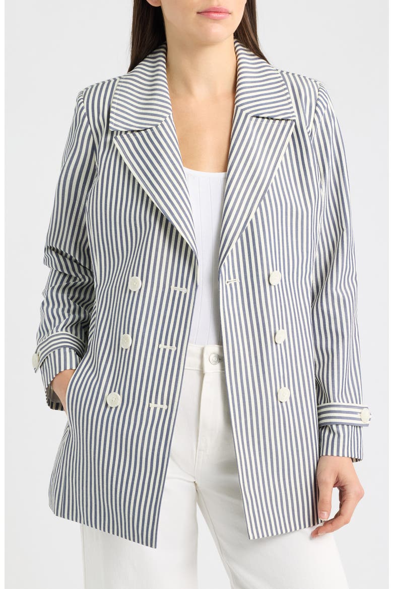 Striped Seersucker Wrap Jacket, Alternate, color, NAVY IVORY