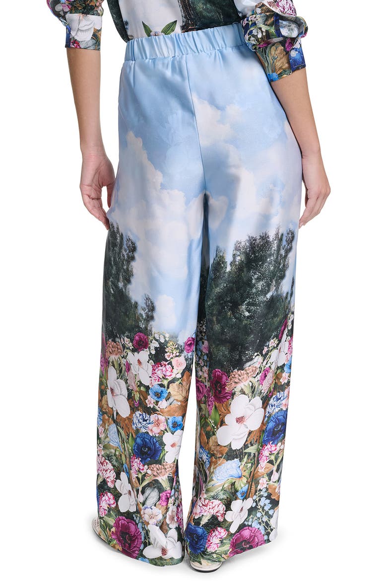 Paris Scene Print Wide Leg Pants, Alternate, color, STEEL BLUE MULTI