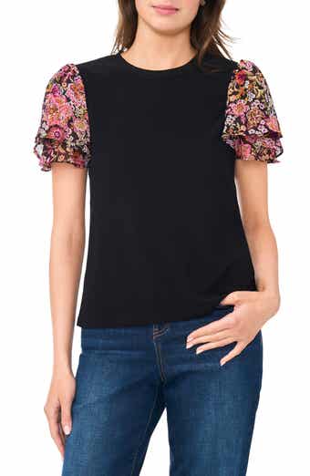 CeCe Floral Flutter Sleeve Top