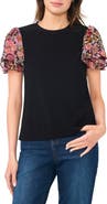 CeCe Floral Flutter Sleeve Top