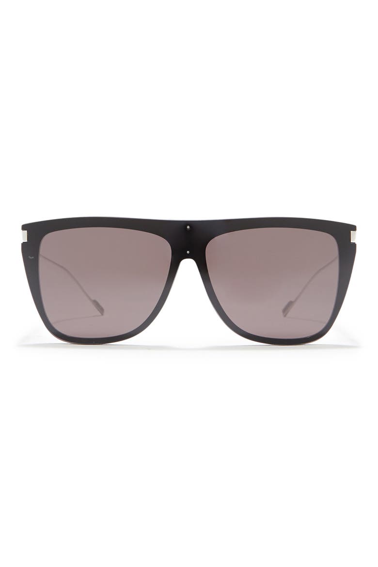 99mm Flat Top Sunglasses, Main, color, SHINY BLACK
