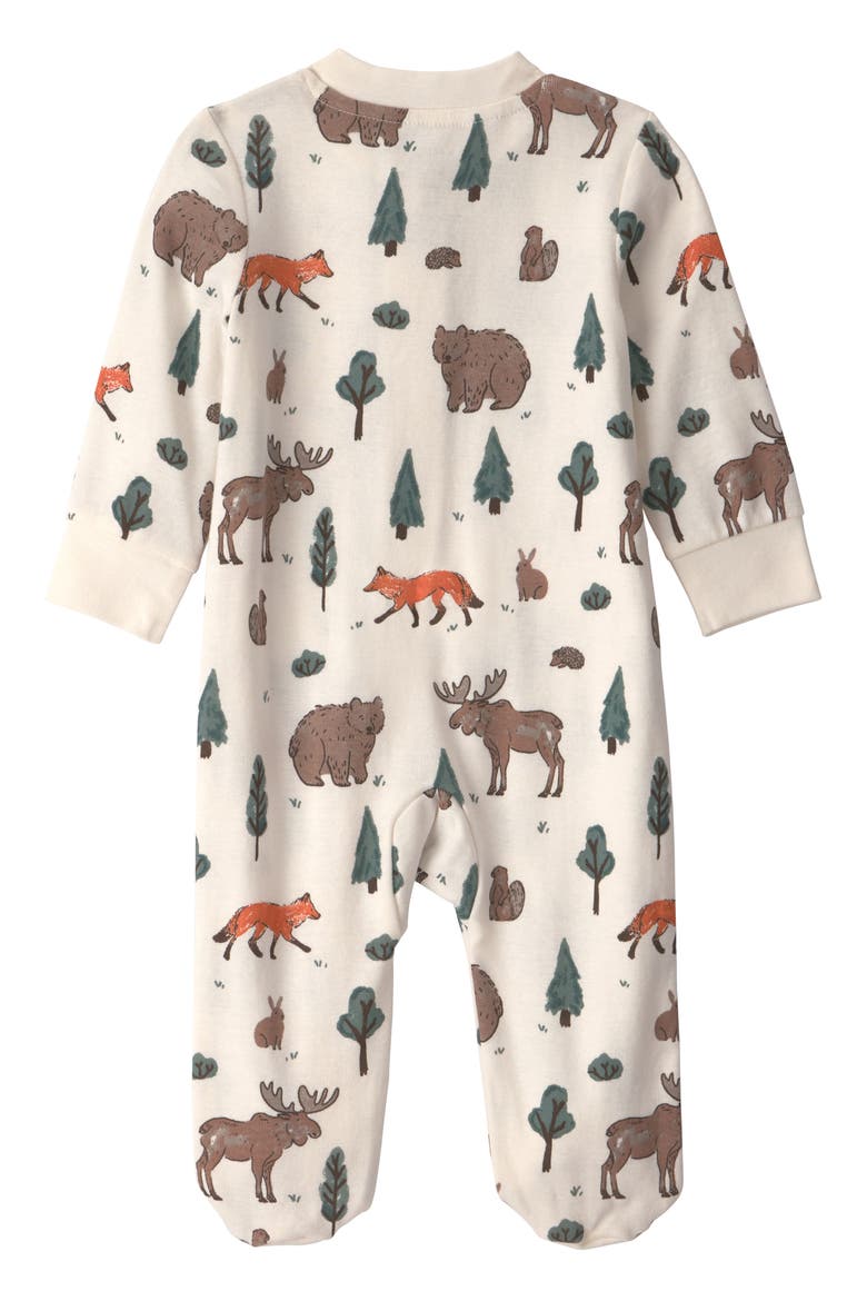 Print Organic Cotton One-Piece Pajamas, Alternate, color, LP WOODLANDS