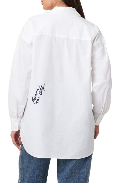 Scotch & Soda Island Life Embroidered Cotton Button-up Shirt In White