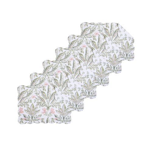 Lana Palms Reversible Machine Washable Scallop Quilt Placemats Set of 6