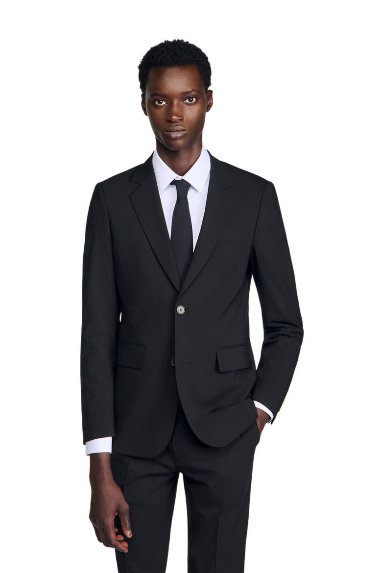 Virgin wool suit jacket, Main, color, Black