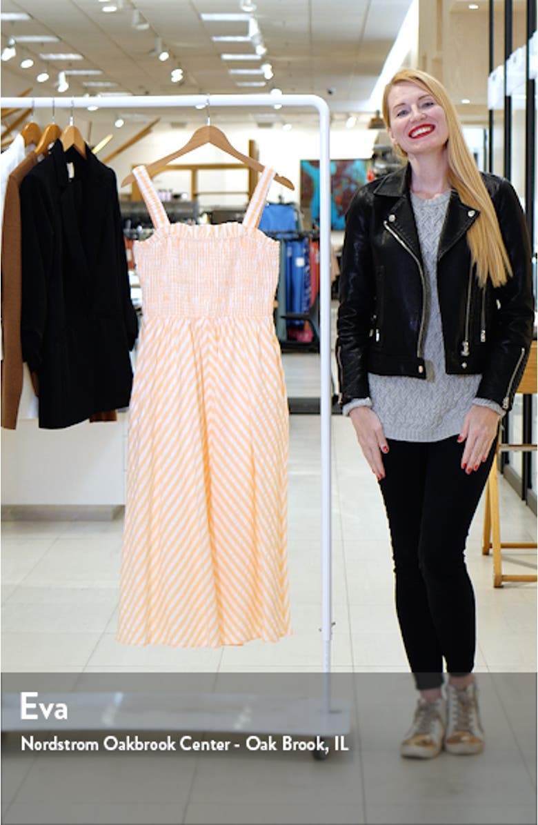 Stripe Smocked Midi Sundress, sales video thumbnail