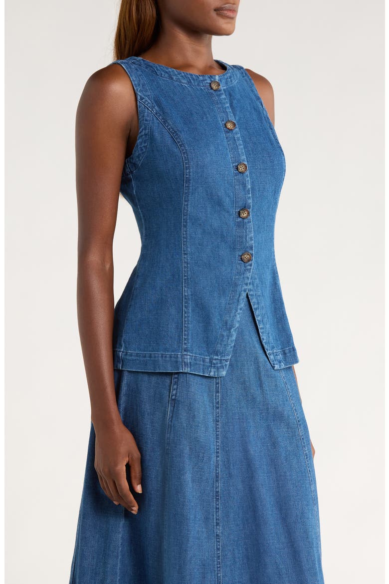 Charlie Denim Cutaway Vest, Alternate, color, MEDIUM WASH