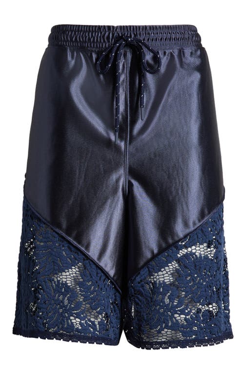 Free People Fp Movement Roster Tie Waist Lace Trim Shorts In Midnight Navy