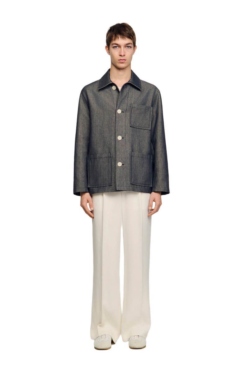 SANDRO Denim-effect worker jacket, Main, color, Denim