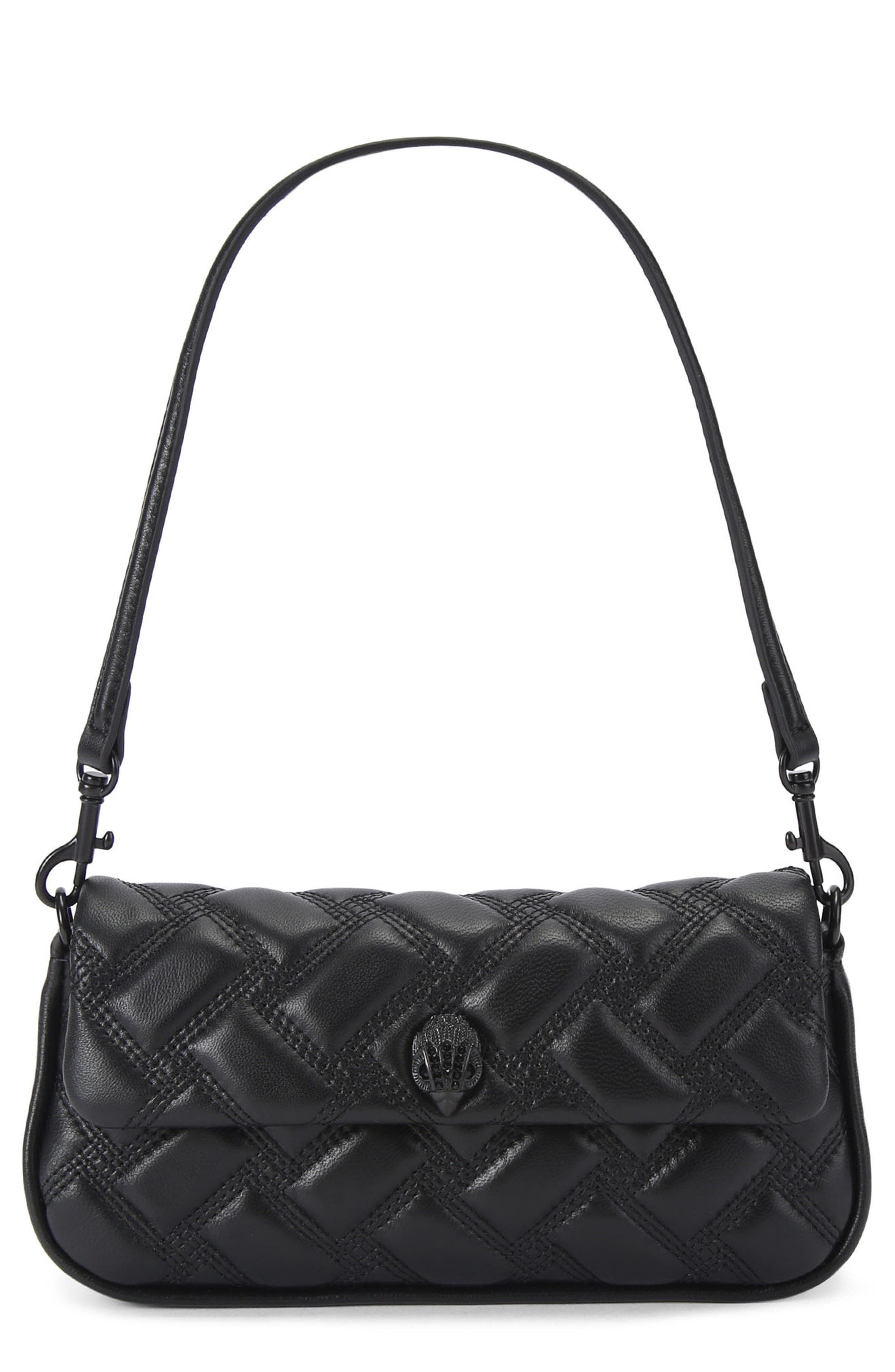 Kurt Geiger London Pickle Drench Quilted Leather Shoulder Bag, Main, color, Black
