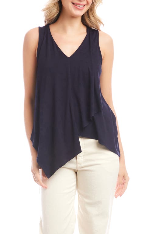 Shop Karen Kane Drape Layered Asymmetric Tank In Navy