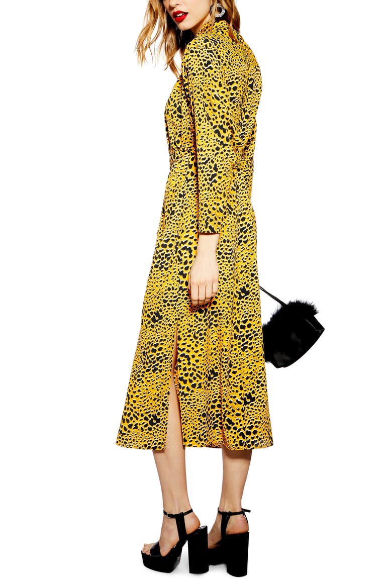 Abstract Animal Print Midi Dress, Alternate, color, YELLOW MULTI