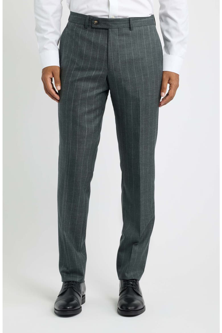 Morton Striped Wool Suit, Alternate, color, OLIVE