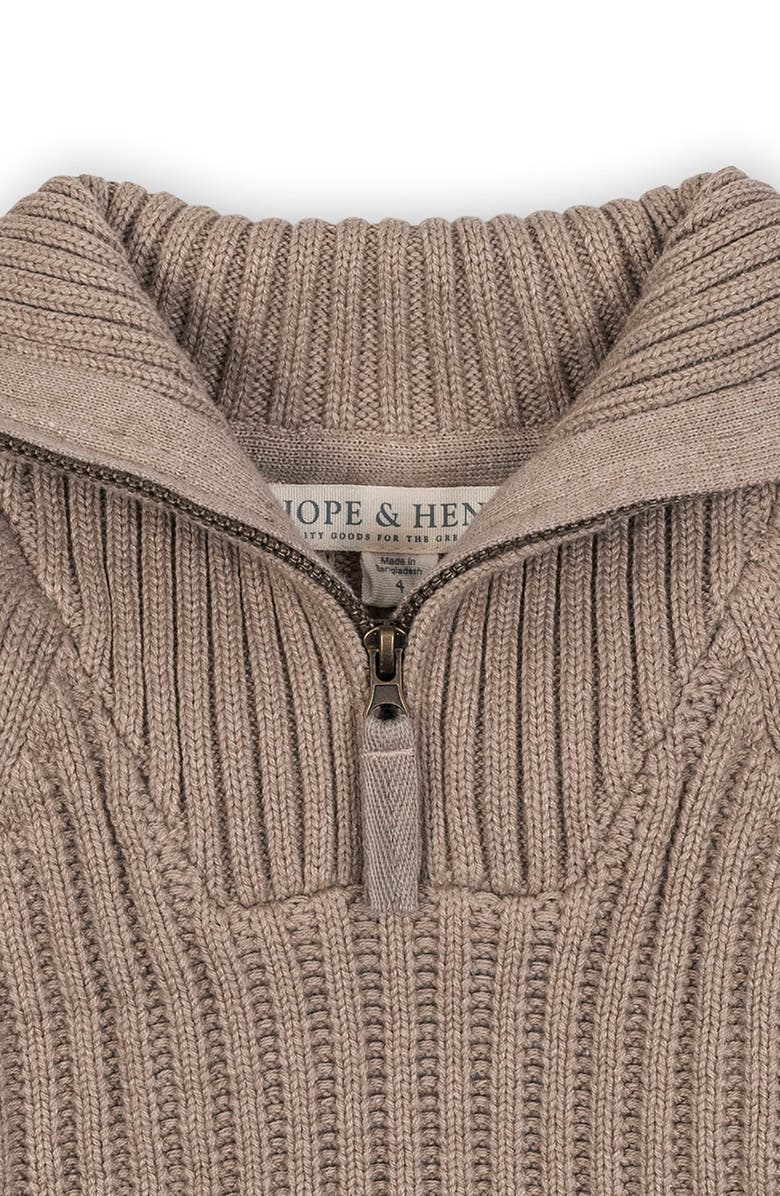 Hope & Henry Kids' Organic Half Zip Raglan Sweater Dress, Alternate, color, Taupe Heather