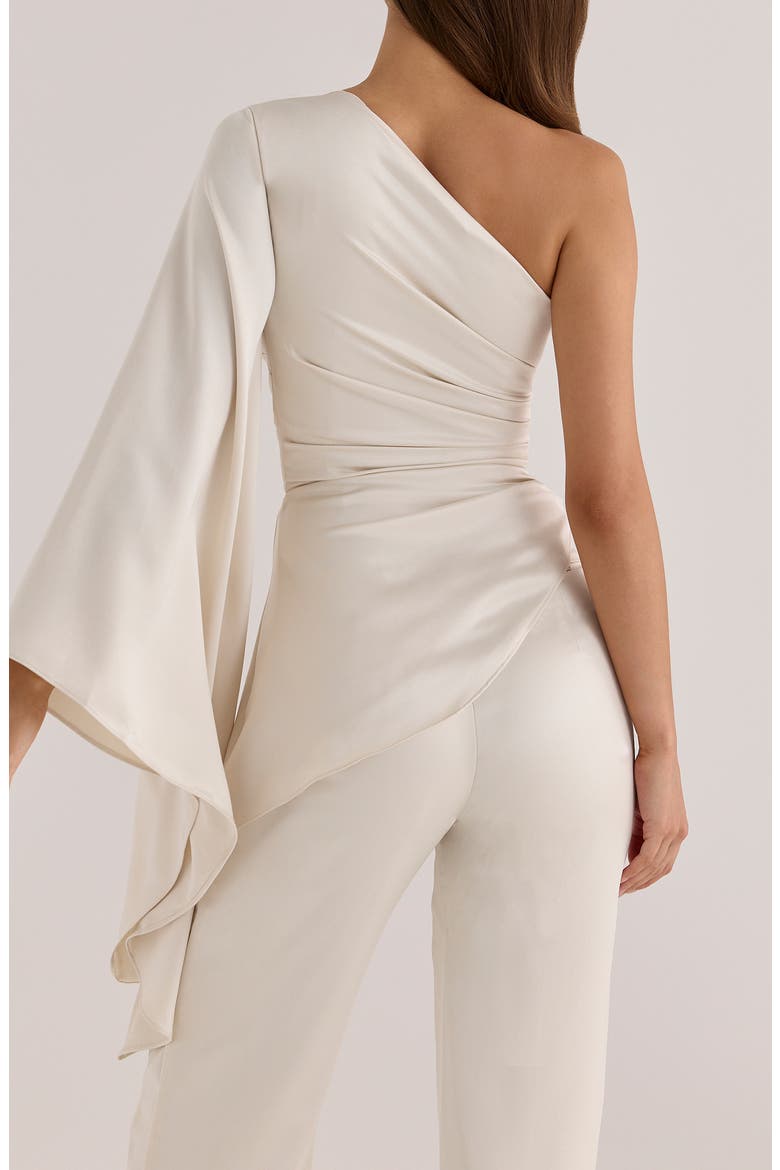 Nicolette Satin One Sleeve Top, Alternate, color, IVORY
