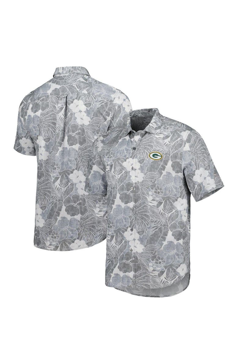 Tommy Bahama Men's Tommy Bahama Gray Green Bay Packers Coconut Point Playa Floral Camp IslandZone Button-Up Shirt, Main, color, 