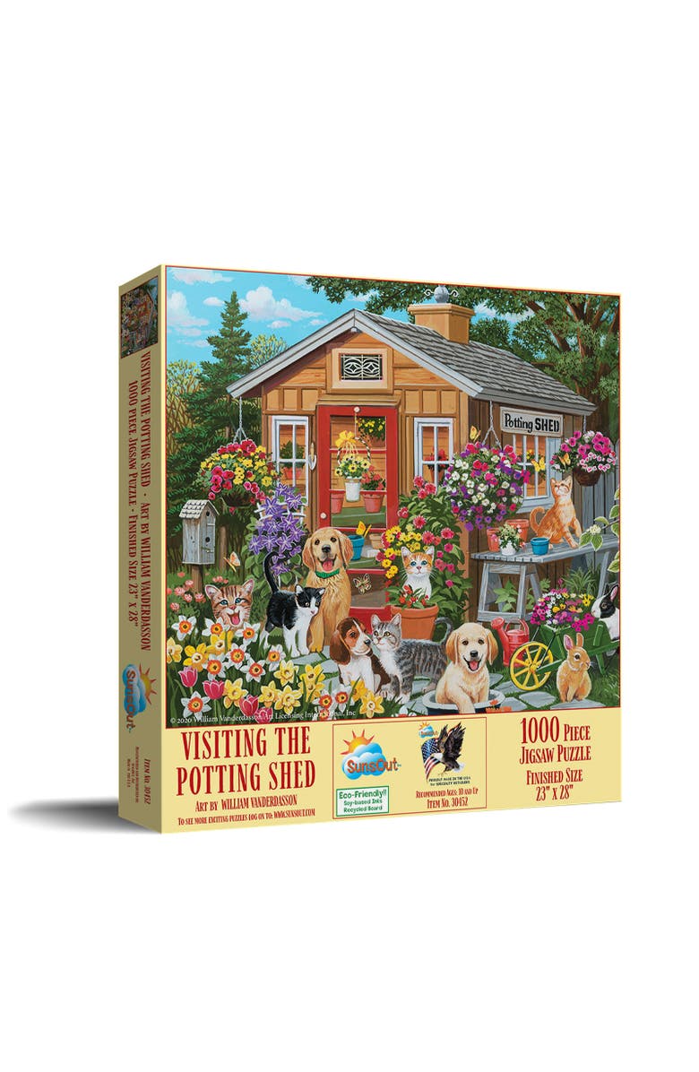 Sunsout Visiting the Potting Shed 1000 piece Jigsaw Puzzle for Adults, Main, color, Multicolor
