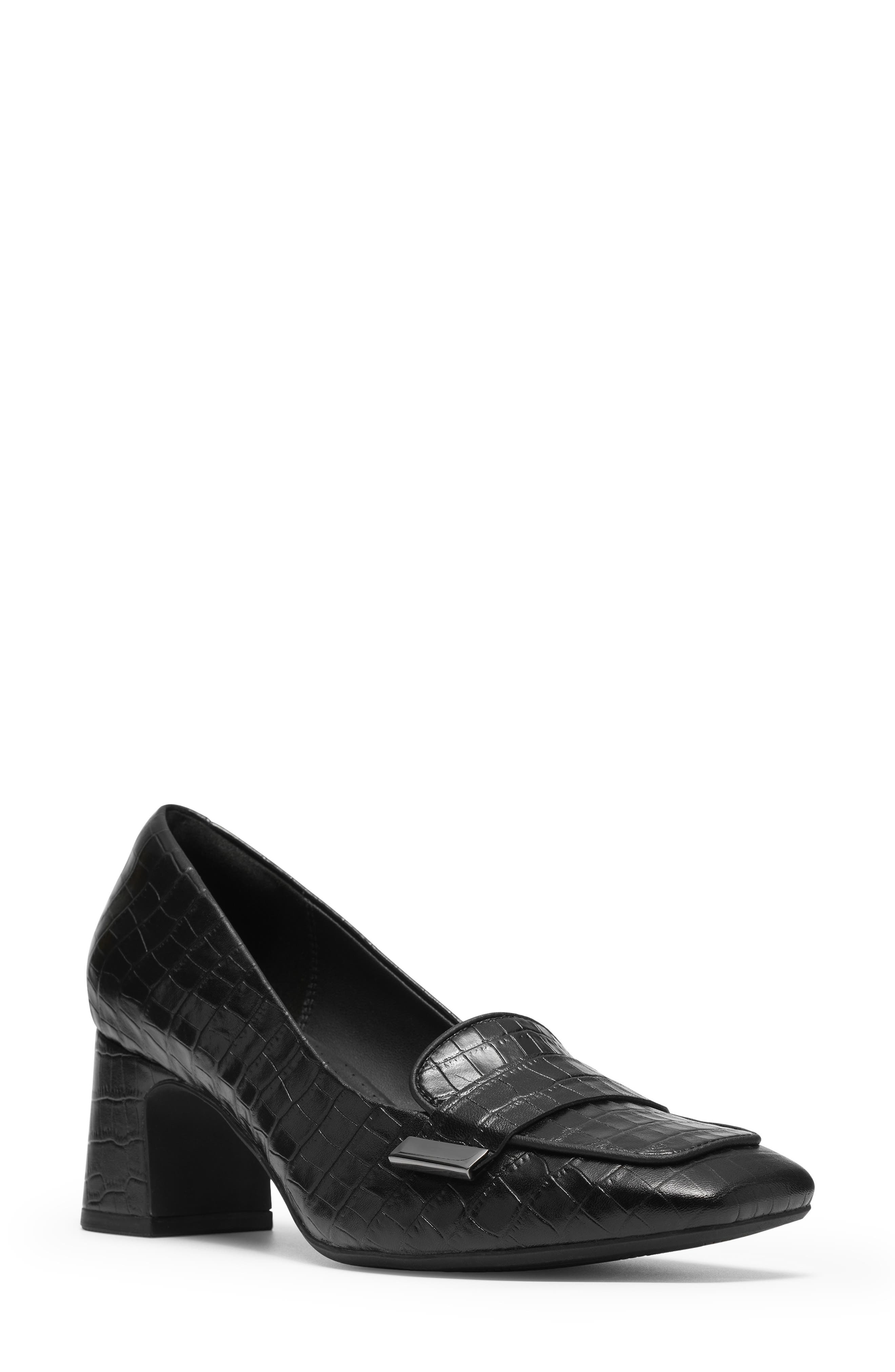 Fernie Edge Croc Embossed Leather Pump, Main, color, BLACK CROC