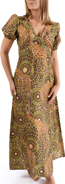 Kenny Flowers The Africa - Silk Puff Sleeve V-Neck Maxi Dress