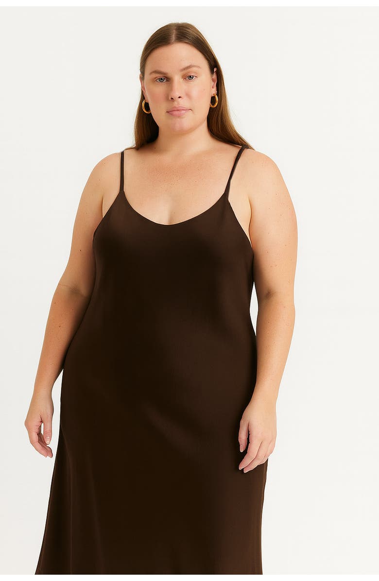 BAACAL Leah Easy Satin Maxi Slip Dress, Alternate, color, Chocolate