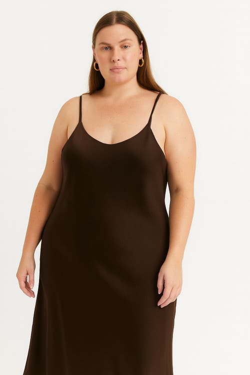 Baacal Leah Easy Satin Maxi Slip Dress In Brown