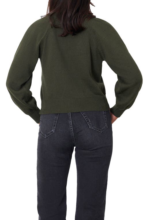 Paneros Clothing Greta Cropped Cotton Cardigan In Forest Green