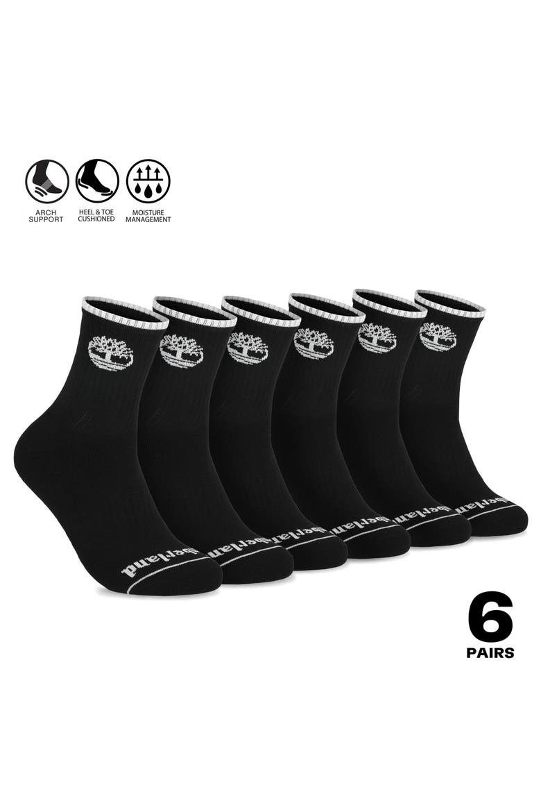 6-Pack Cushion High Quarter Length Socks, Alternate, color, BLACK