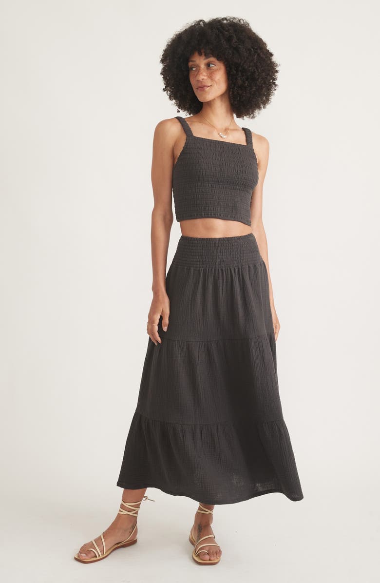 Marine Layer Corinne Double Cloth Maxi Skirt, Alternate, color, Black