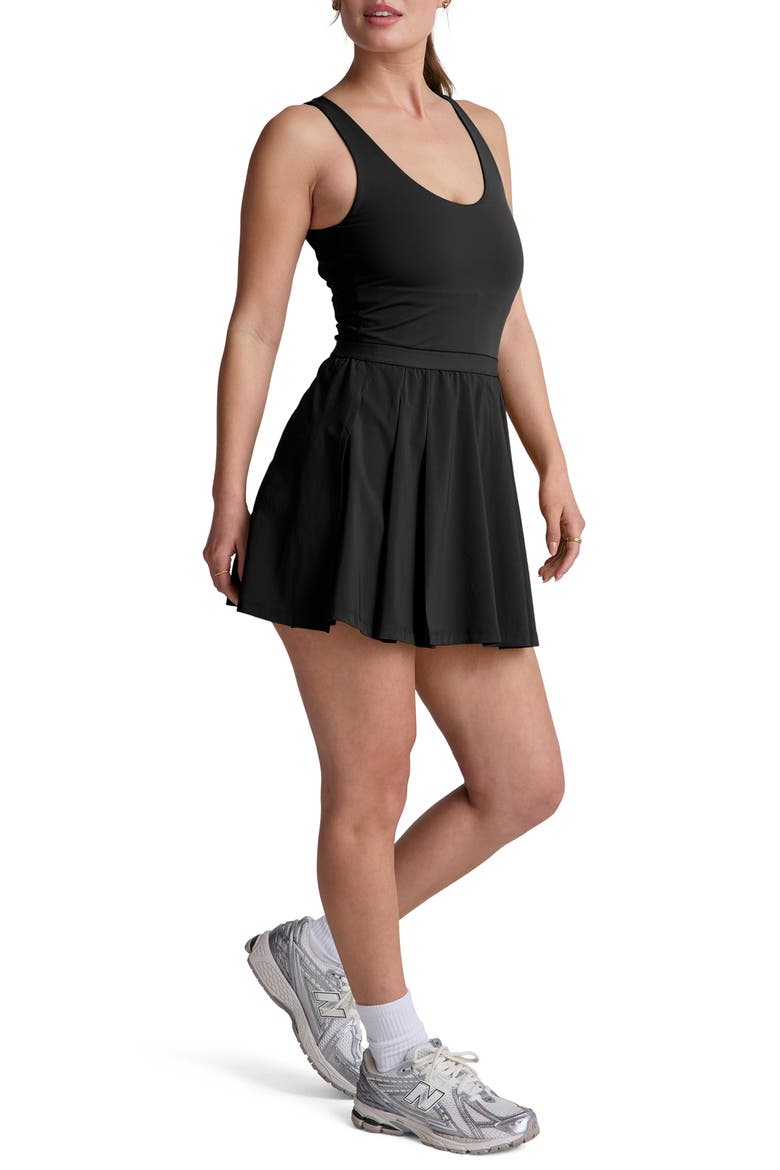 Score Pleated Minidress, Alternate, color, TRUE BLACK