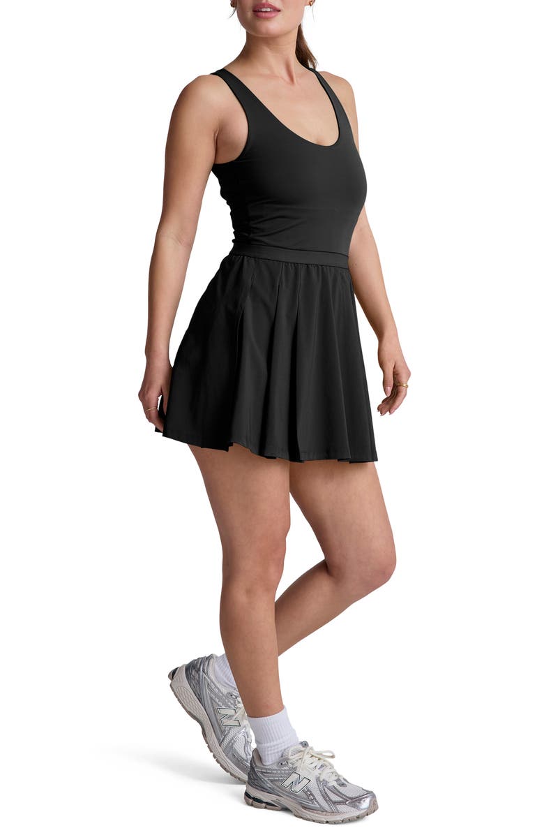 Beyond Yoga Score Pleated Minidress, Alternate, color, True Black