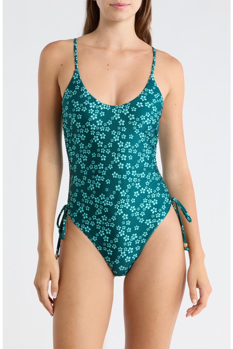 Ruched Cinched Tie One-Piece Swimsuit, Main, color, MOONKISS