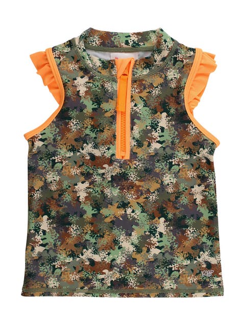 UPF50+ Sleeveless Zip Ruffle Sleeve Active Top