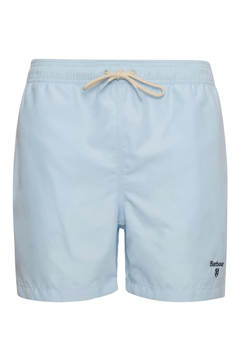 Staple Logo Embroidered Swim Trunks, Alternate, color, OCEAN SKY BLUE