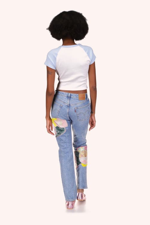 Anna Sui Micro Ribbed Raglan Baby Tee In Blue